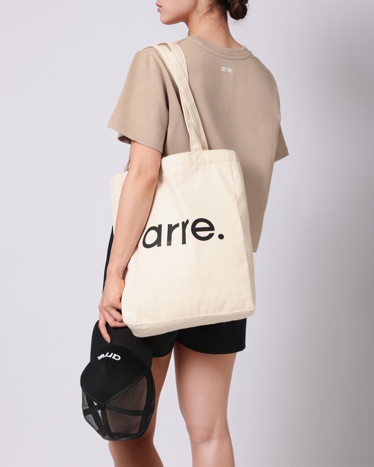 CROPPED RELAXED TEE - light beige