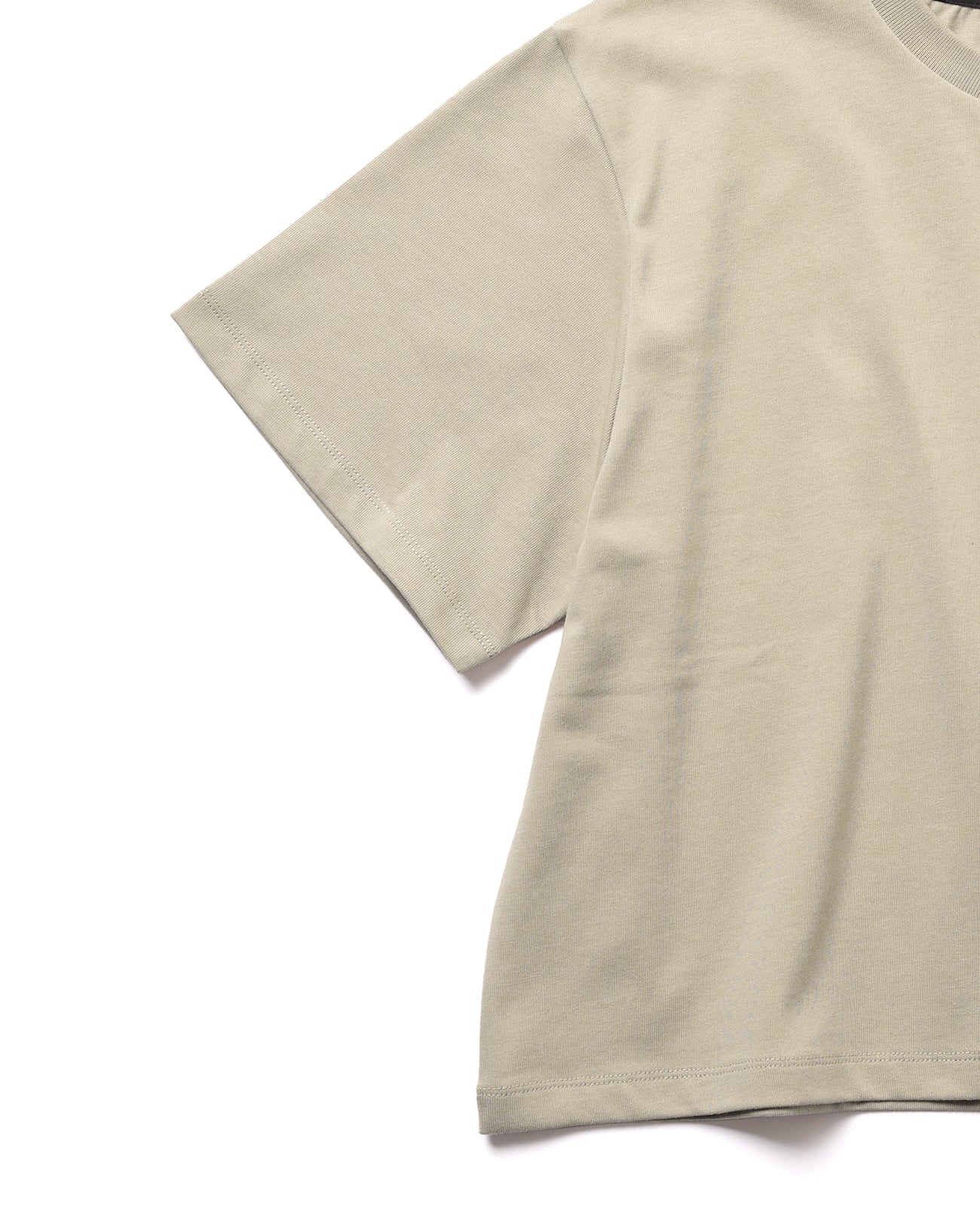 CROPPED RELAXED TEE - light beige