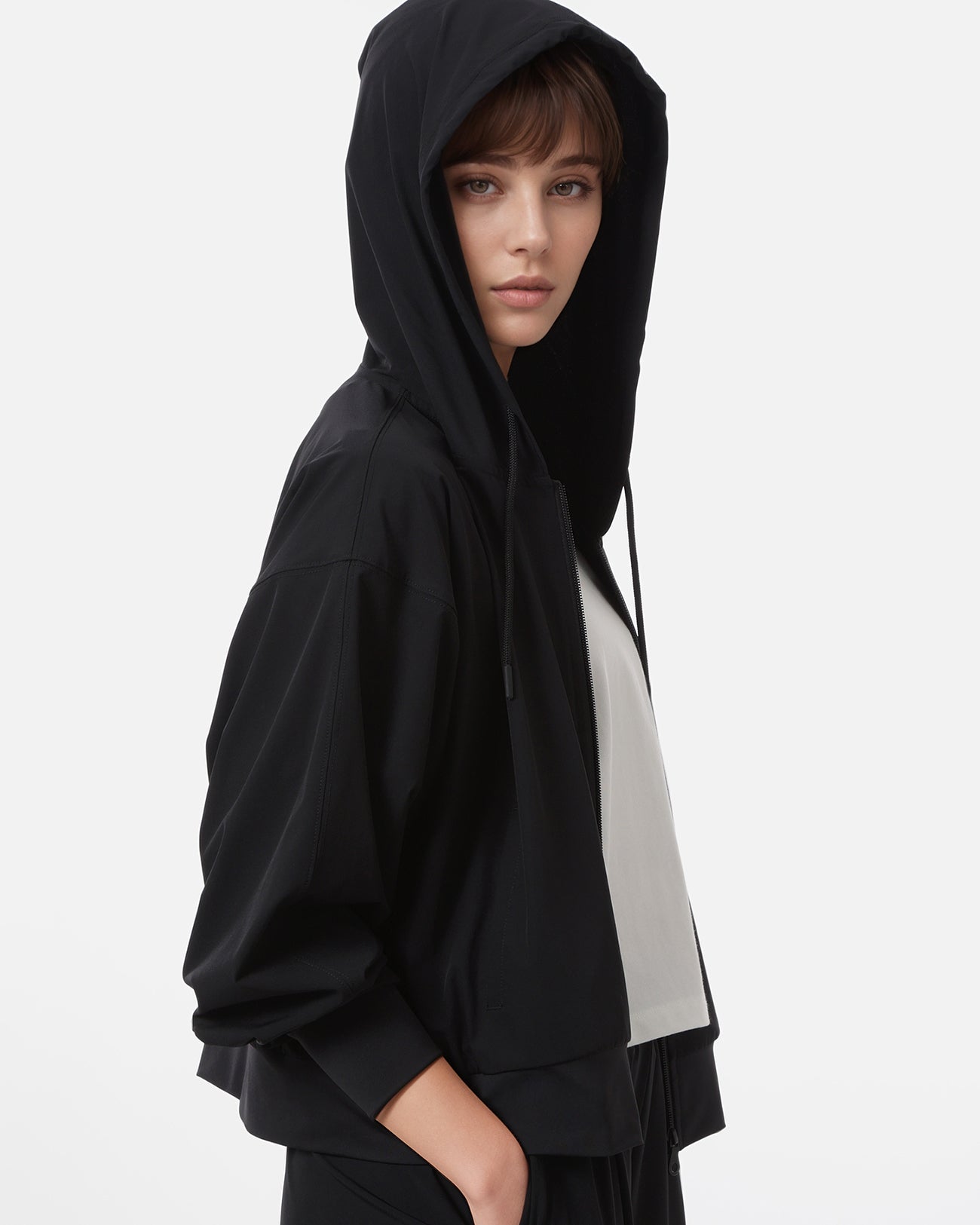 ACTIVE CROPPED ZIP HOODIE - black