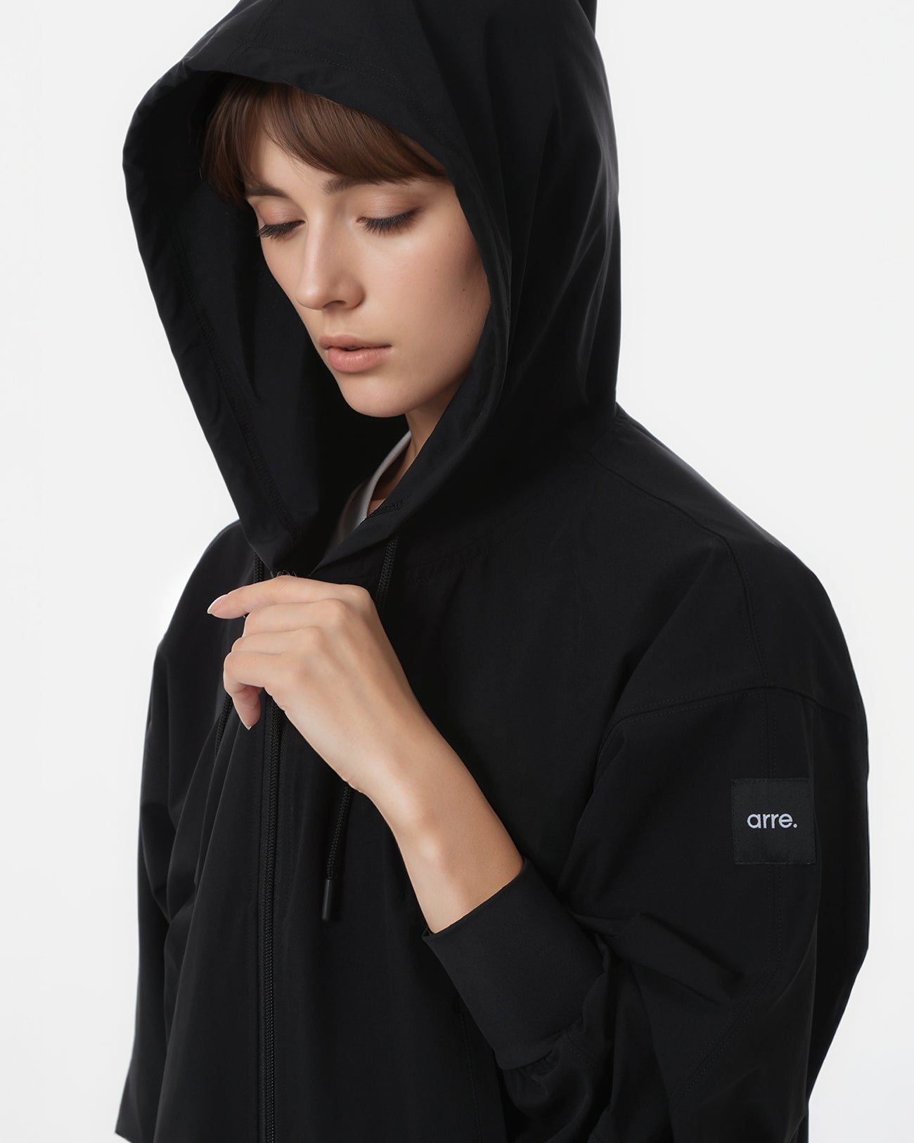 ACTIVE CROPPED ZIP HOODIE - black