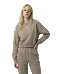 CROPPED RELAXED CREW SWEAT - beige