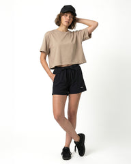 CROPPED RELAXED TEE - light beige