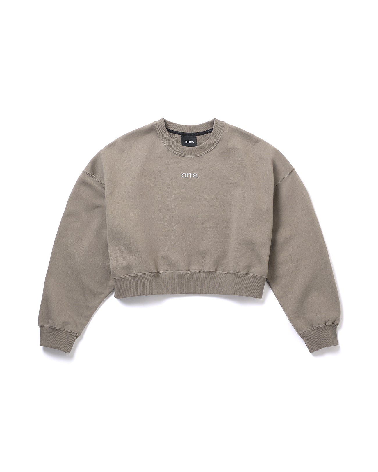 CROPPED RELAXED CREW SWEAT - beige