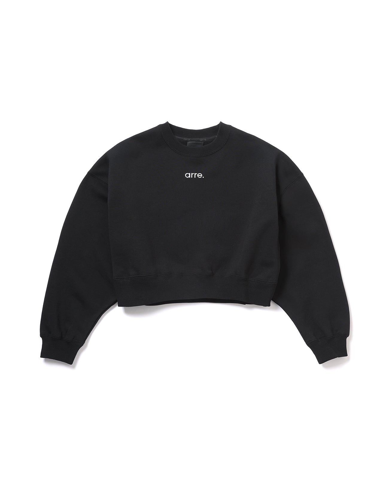 CROPPED RELAXED CREW SWEAT - black