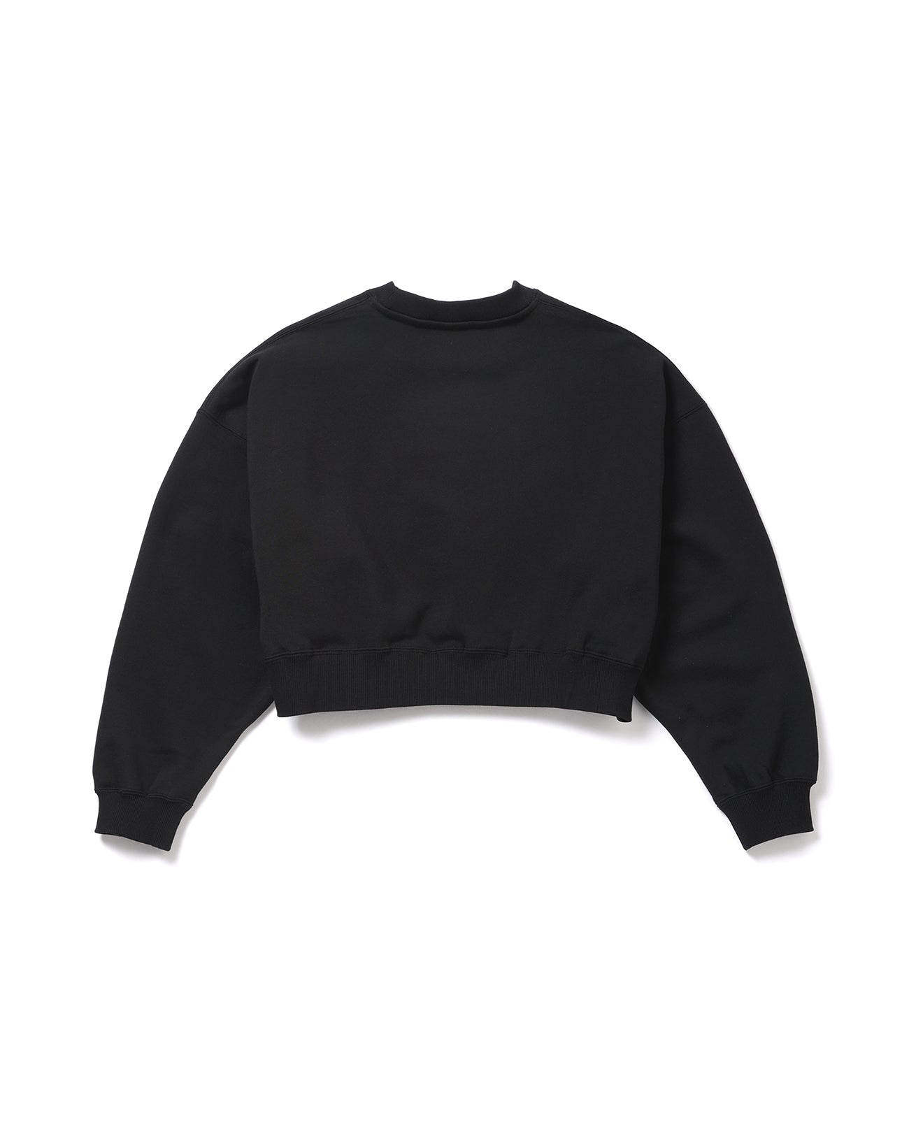 CROPPED RELAXED CREW SWEAT - black