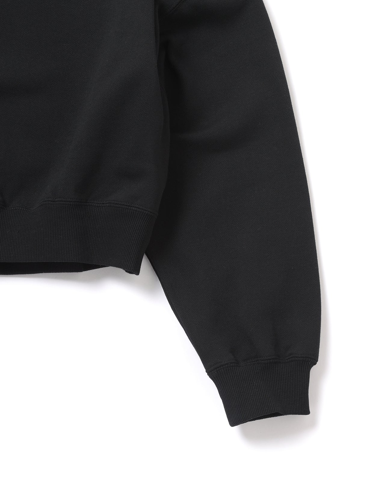 CROPPED RELAXED CREW SWEAT - black