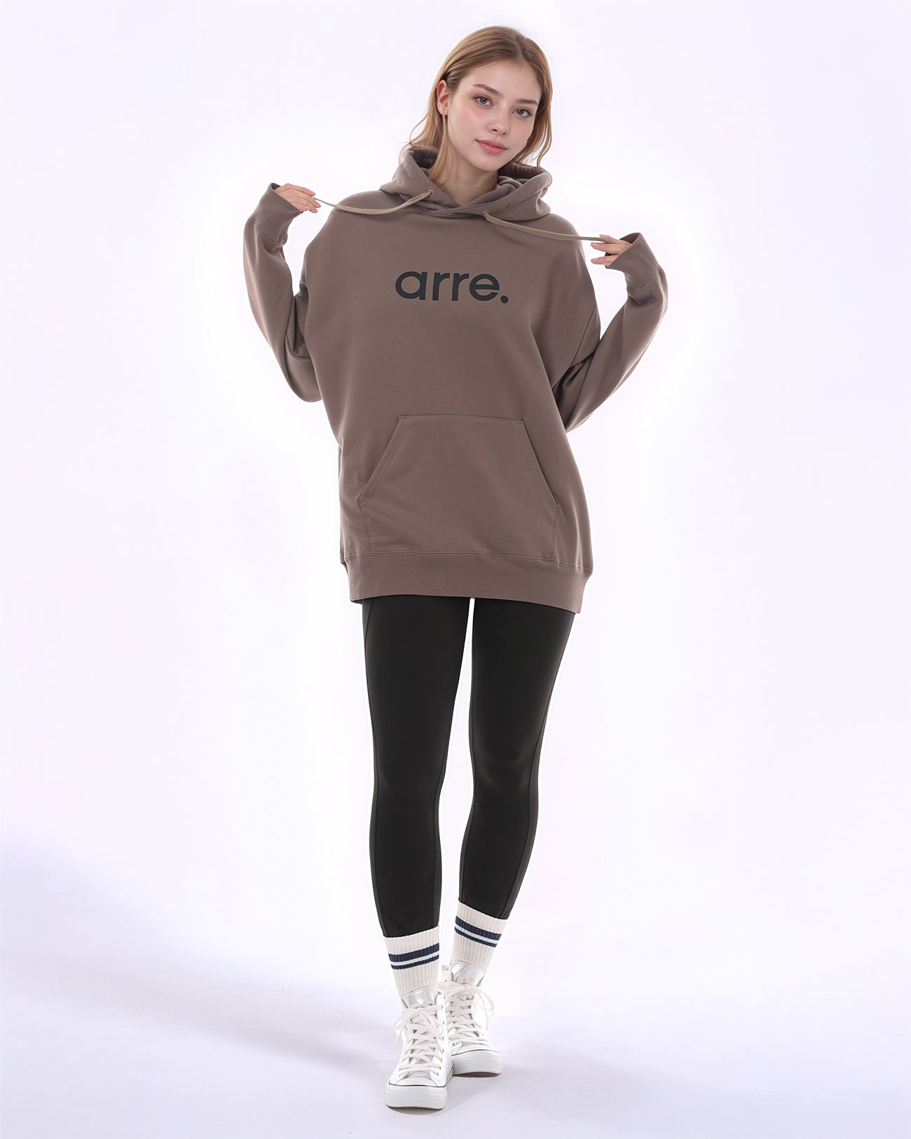 STANDARD LOGO SWEAT HOODIE - beige