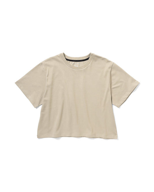 CROPPED RELAXED TEE - light beige